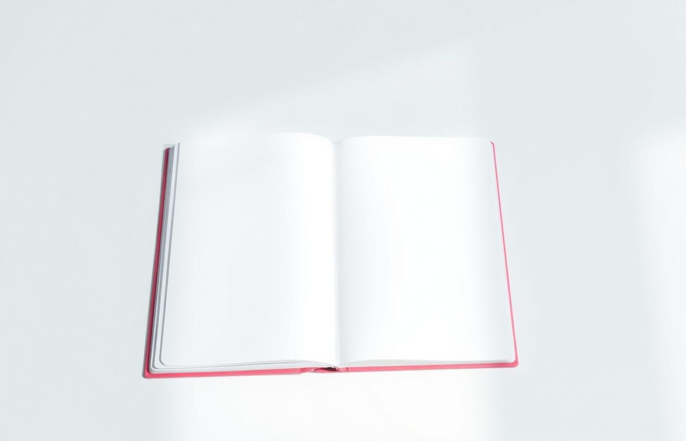 Open blank notebook on a soft white surface